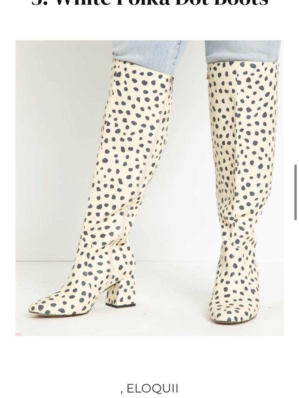 Eloquii Cream and Black Polka Dot Over-the-Knee Boots